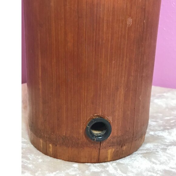 Vintage MCM Mid-Century Modern Wood Lamp * Hand Carved Fishing Water Boat Trees - Picture 11 of 13